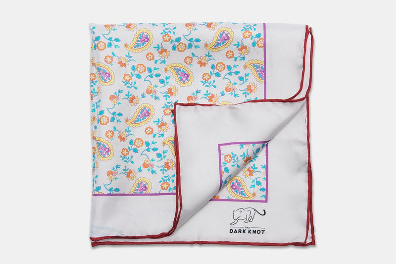 THE DARK KNOT LIMITED SARATOGA PAISLEY SILK POCKET SQUARE